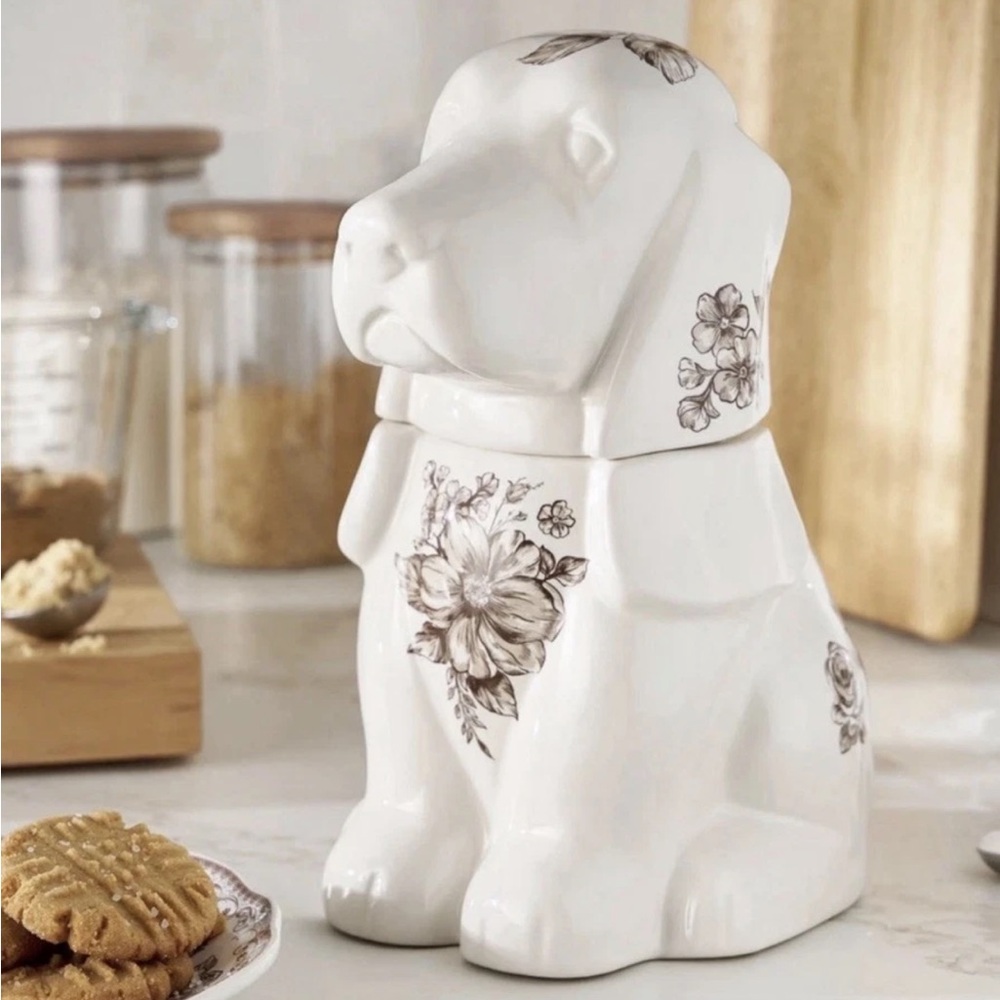 Pioneer Woman Charlie Dog Cookie Jar Agatha Print Brown